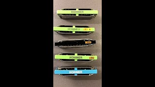 Boogie woogie harmonica riff with 18 different harmonicas - Harmonica Hawk