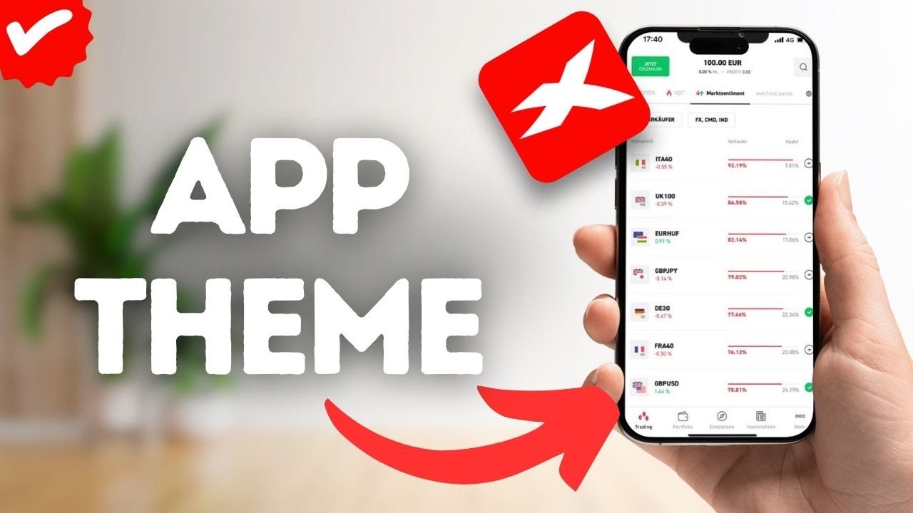 Как установить тему приложения на XTB?