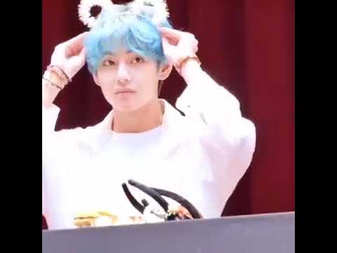 Bts V Being Cute With His Blue Hair Youtube