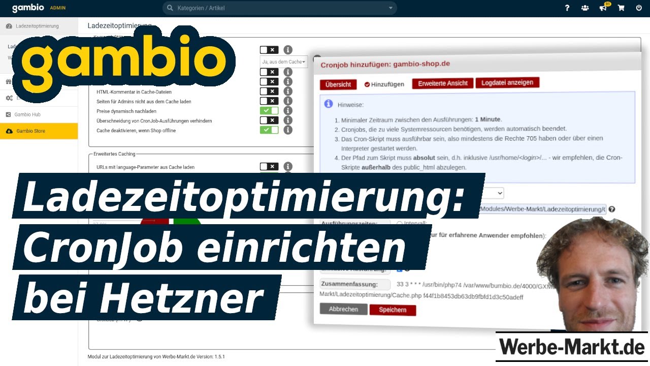 Update Gambio Ladezeitoptimierung: CronJob einrichten bei Hetzner