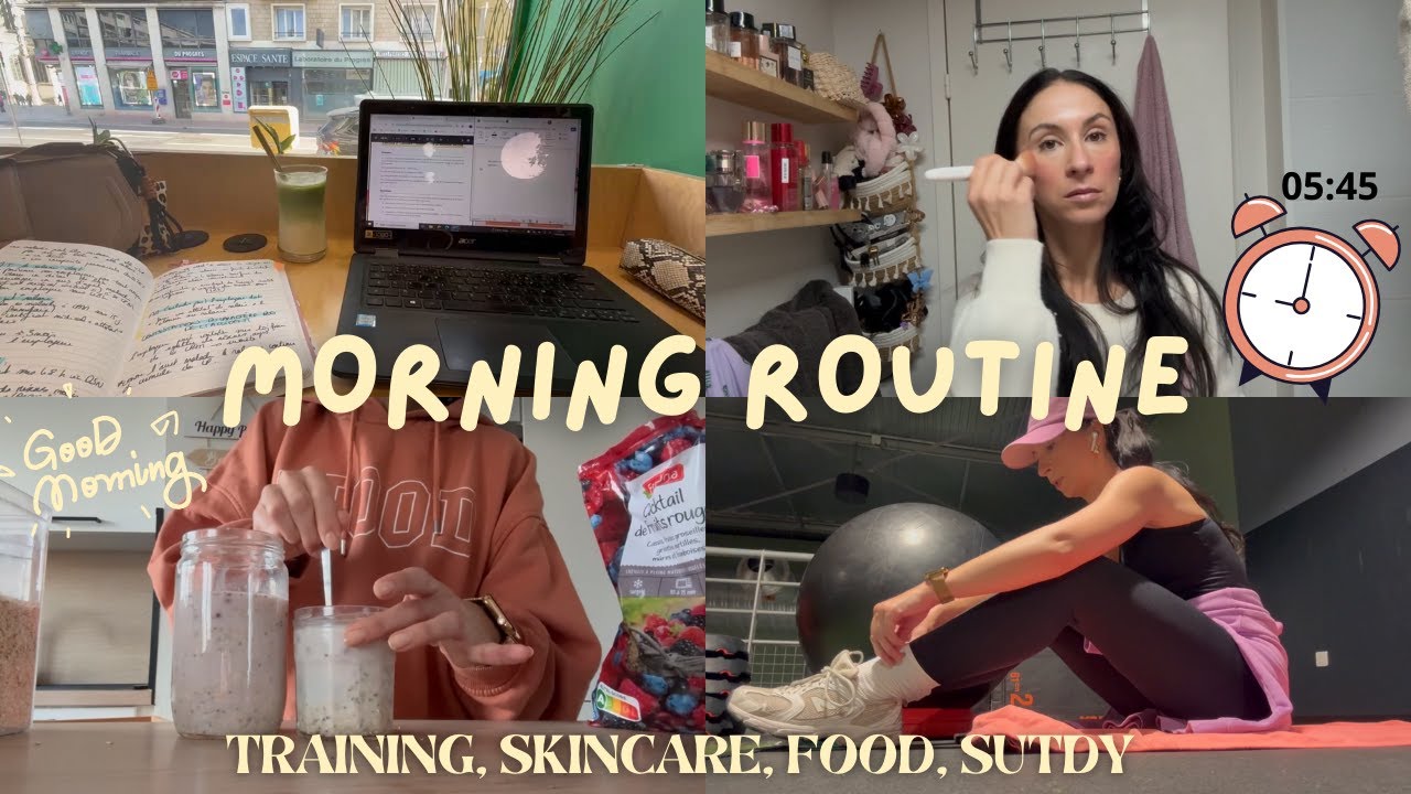 🍵MORNING ROUTINE ✨ 05:45 AM ⏲ I Training - Skincare - Food - Study 📖