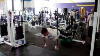 Suspended Push Ups (feet on s b )