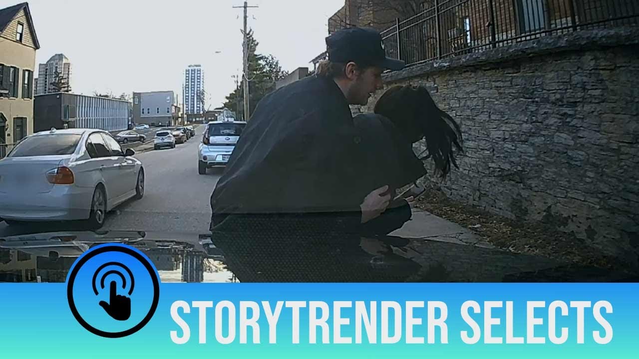 Man saves woman from being hit by car - YouTube