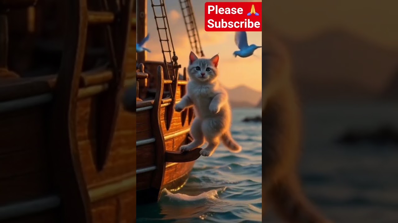 "Sailor Cat's Ocean Adventure 🐾⛵ | Cutest Cat on a Ship!"