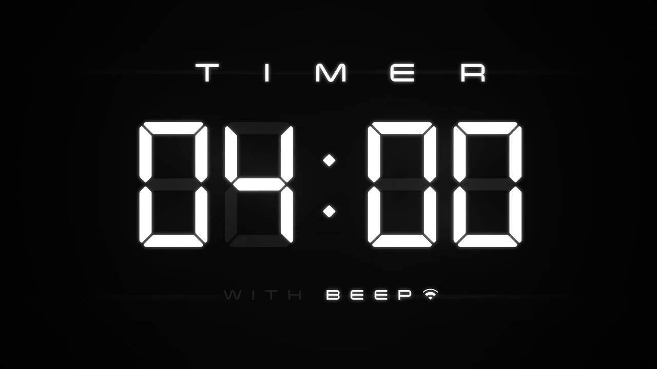4 Min Digital Countdown Timer with Simple Beeps ⚪️ - YouTube