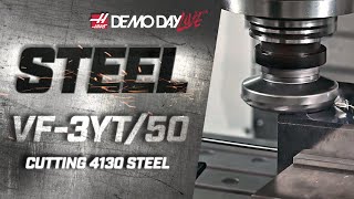 Haas VF-3YT/50 Cutting Steel - Demo Day Live Focus Video - Haas Automation, Inc.