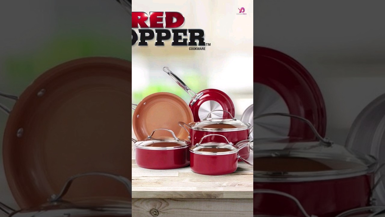  BulbHead Red Copper 10 PC Copper-Infused Ceramic Non-Stick  Cookware Set: Home & Kitchen