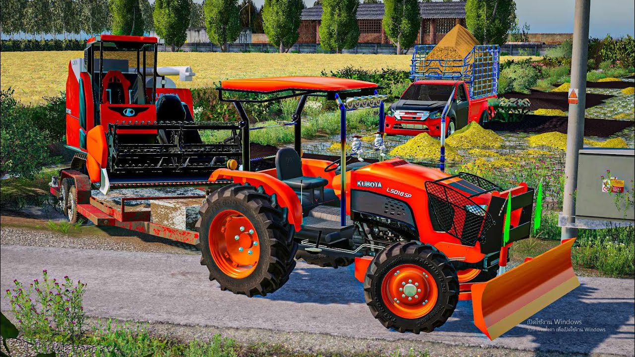 เกี่ยวข้าวนาหล่ม20ไร่เทใส่รถคอกเอาข้าวไปขาย Farming simulator 19