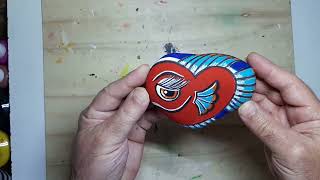 How to paint on comfortable stone ?🎨🕳️ Acrylic painting on stone/fish heart❤️🐠