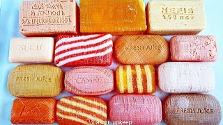 Orange  soap CUBES. Relaxing sounds ASMR no talking. Soap cutting.