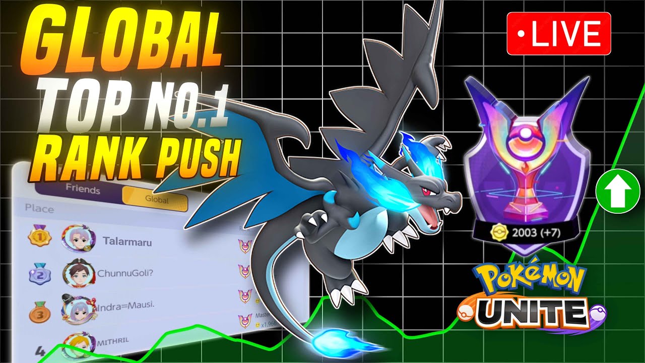Mega Charizard Broken Damage! New Season Global Top 1 Rank Push! Let's do it Live Pokemon unite