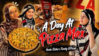 A Day At Pizza Max - Aiman Got Hungry 😅 - Huda Sisters