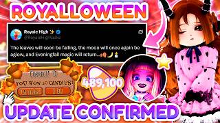 ROYALLOWEEN UPDATE CONFIRMED NEW EVENINGFALL HALO TEA SNEAK PEEKS Royale High Roblox