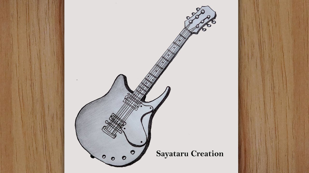 pencil drawing of a guitar