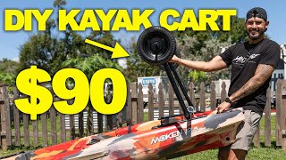 $90 DIY Kayak Cart That Stays On Your Kayak (Swings Up & Over!)