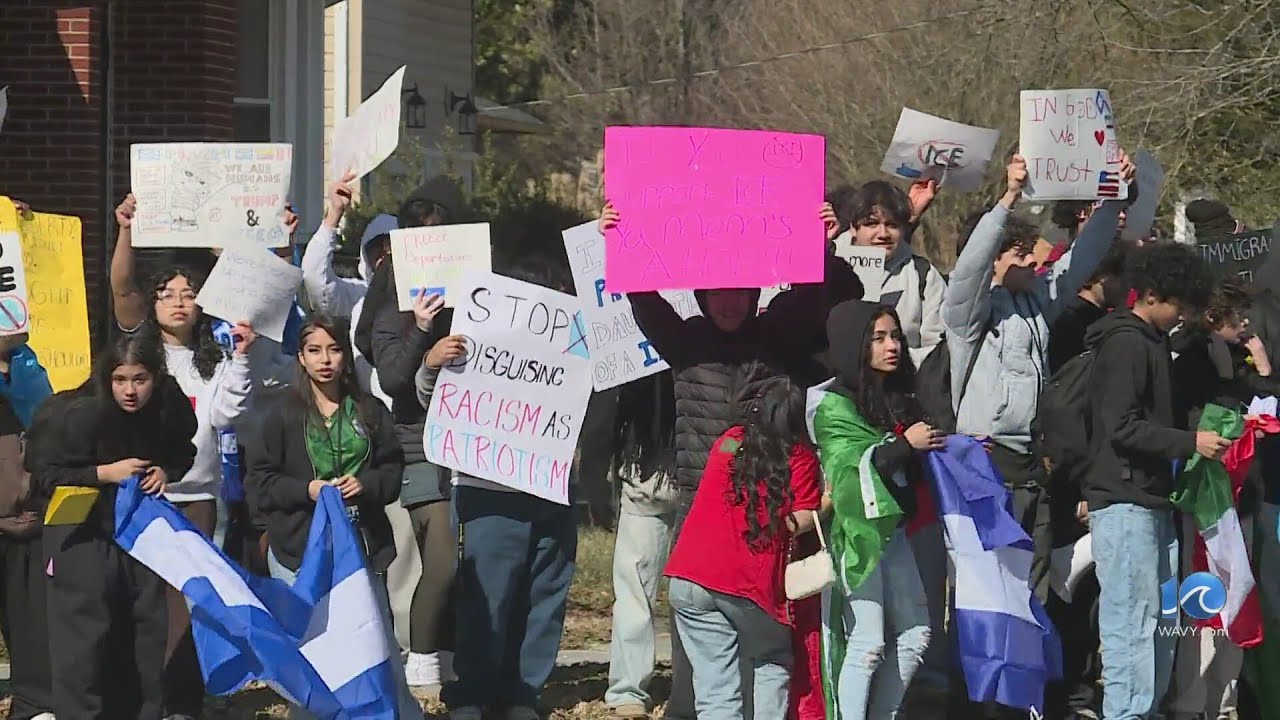 Local students protest ICE operations with walkout - YouTube