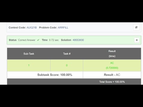 Array Fill | CodeChef August Long Challenge 2021 - Code