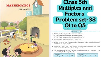 Problem Set 33|Multiples and Factors |Class5th|Chapter 8|Maharashtra State Board Board