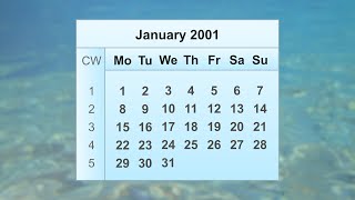 January 2001 Calendar