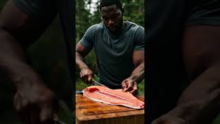 A big man filleting a big fresh salmon #cooking #lifeisbutadream #fitmencook #dadcooks #cook #fish