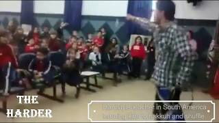 Hardstyle teacher in South America learning kids to hakkuh and shuffle