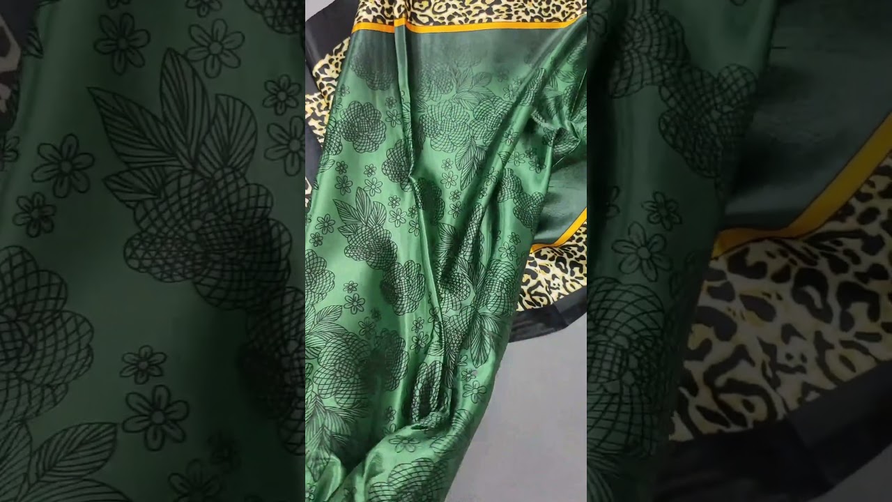 BYSIFA New Emerald Green Silk Scarf Women Brand Leopard Printed Square Scarves 90x90cm Fashion Acces