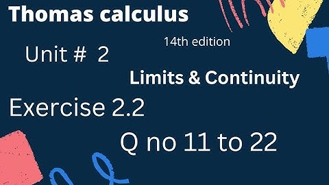 Thomas calculus14th edition Ch 2[ limits & Continuity] Exercise # 2.2 ||Q no 11to 22||