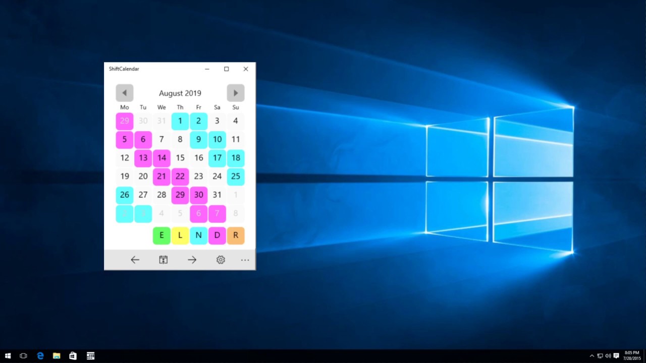Shift Calendar for Windows 10 desktop - YouTube