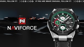 Latest Design of 2023 January丨Naviforce Watch NF8028 Chronograph Watch Leather Strap Racing Style