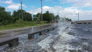 09-14-2020 Bay St. Louis, MS - Hurricane Sally Storm Surge from Drone Floods Roads