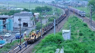 工9182レ　米原工臨　ロングレール降ろし作業編　16/05/26