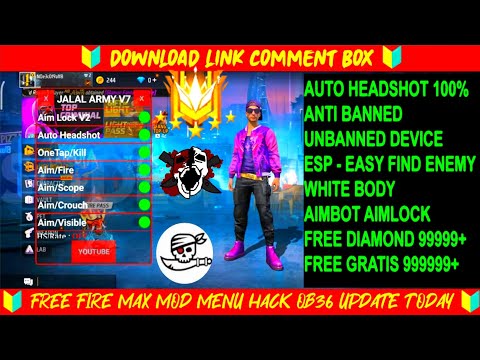 Free Fire Max Mod Menu Hack OB34 Update Today,100% Rank+Fly+Vbadge