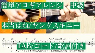 本当はね、 (簡単アレンジ/アコギ/TAB/中級) - ヤングスキニー