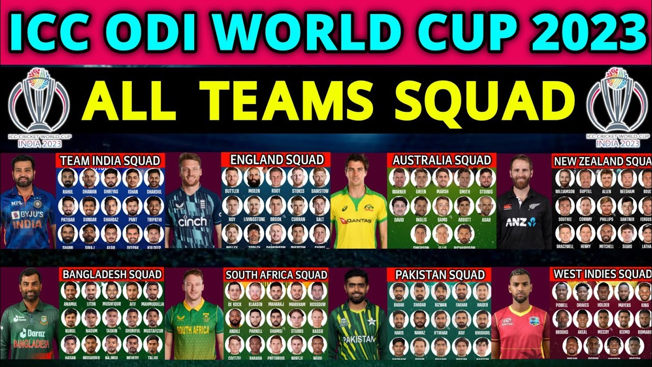 ICC ODI World Cup 2023 - All Team Squad | ODI Cricket World Cup 2023 ...