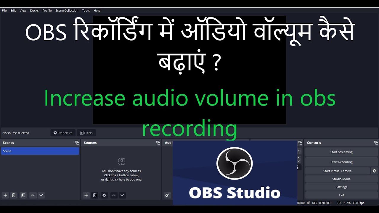 Increase mic volume in obs studio | Increase volume in obs recording (Hindi) - 2023