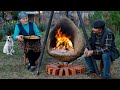 Earthen Oven Hanging in the Air | Cooking Wild Herb Pie