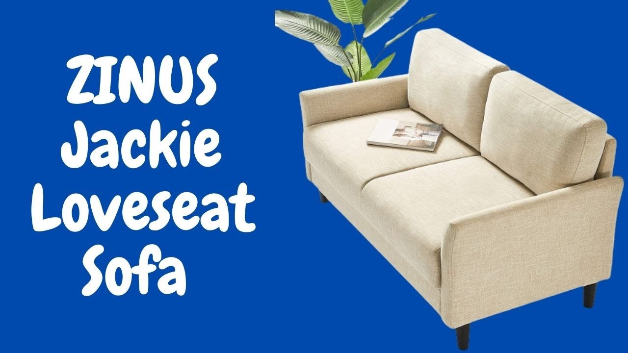 zinus jackie loveseat sofa / easy tool-free assembly soft grey