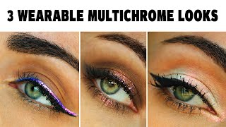 Multichrome Eyeshadows But Make Them WEARABLE! 3 Looks #shorts #multichrome