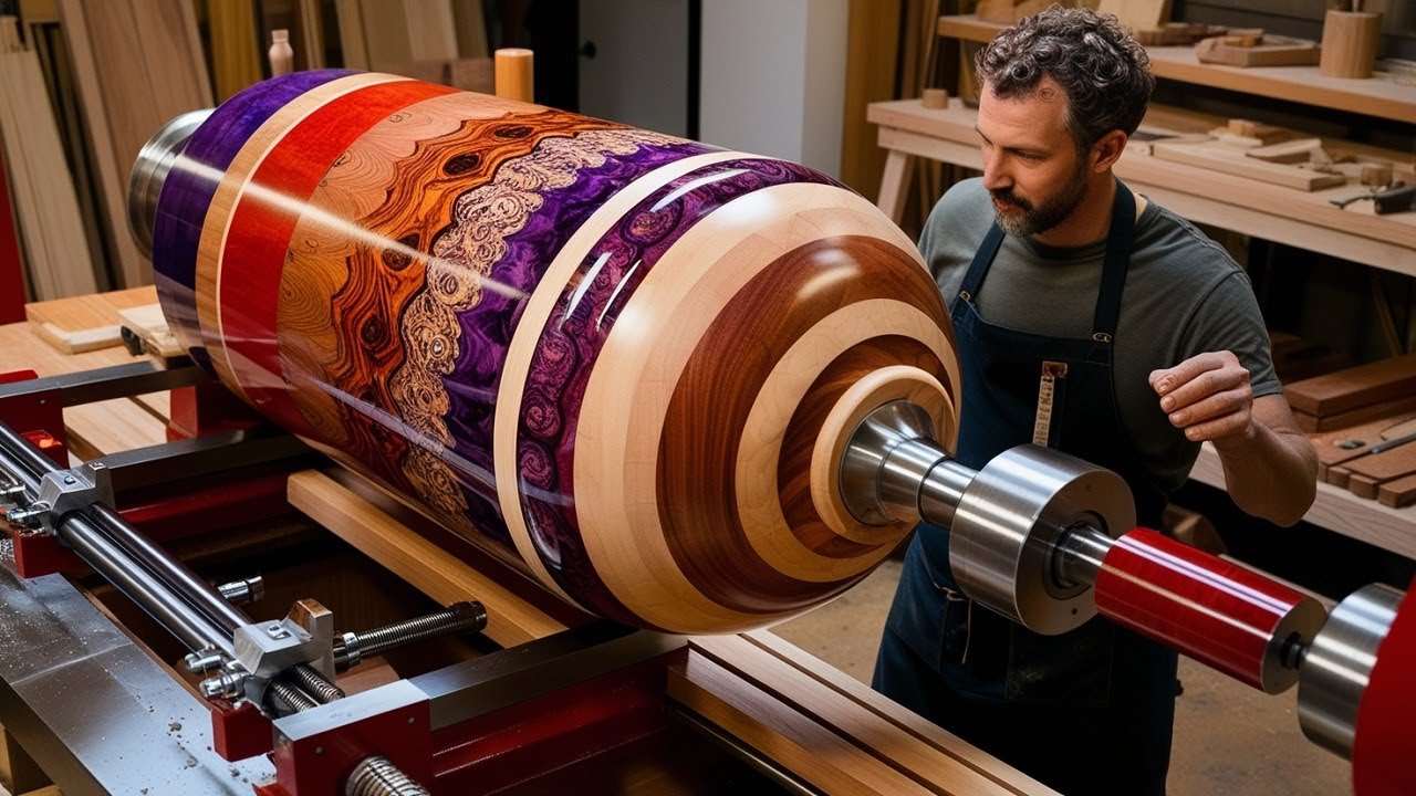 From Raw Wood to Masterpiece: A Vase Made From Epoxy Glue And Wood - The Magic of Woodturning!