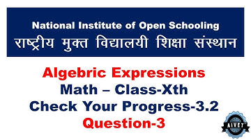 (Check Your Progress 3.2 Question -3) NIOS Math Class 10th