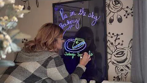 LED Message Writing Board - 32"x24" Flashing Illuminated Erasable Neon Sign with 8 Fluorescent
