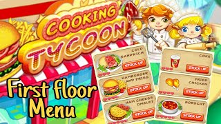 COOKING TYCOON//FIRST FLOOR MENU //FAST FOOD RESTAURANTS // COOKING GAME screenshot 2