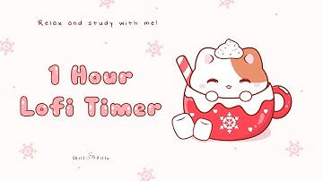 1 Hour - Relax & study with me Lofi | Christmas Cocoa cat #timer #1hour #1hourloop #lofi