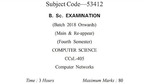Computer Networks Previous Year Question Paper of 4th semester | Gju Hisar | Computer Networks
