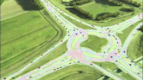 Signalised Turbo Roundabout, Hoenkade, Netherlands - Quadstone Paramics Animation