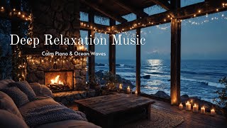 Relaxing Cozy seaside cabin Fire, Soft Piano & Ocean Waves for Calm, Sleep & Stress Relief #relax screenshot 2