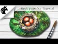 Rock Painting Tutorial For Beginners - Bird Nest