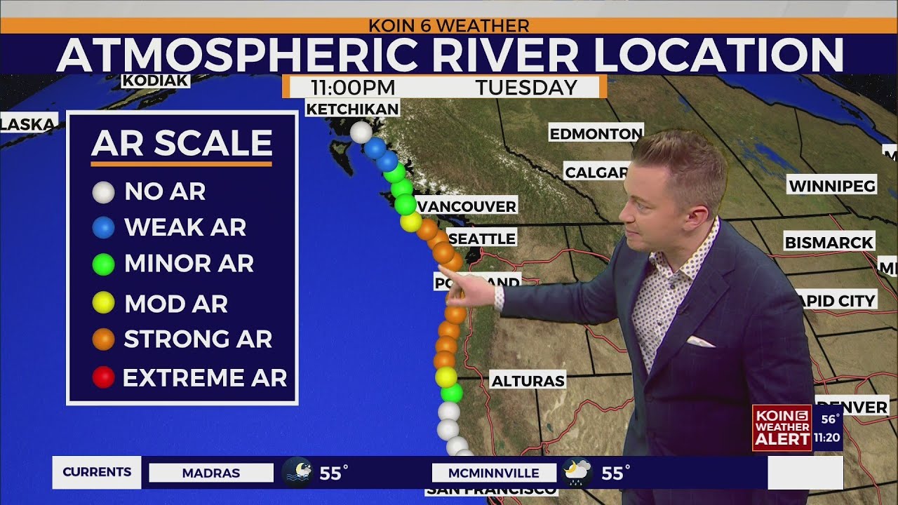 Atmospheric river impacts felt across the PNW Monday - YouTube