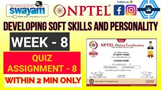 Developing Soft Skills And Personality - NPTEL, week 8 quiz assignment 8 solved