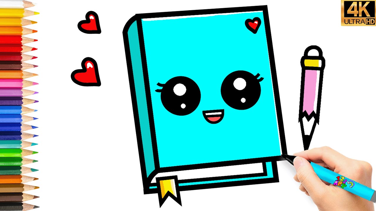 DESENHO DE CADERNO BONITO 📘🖊️ COMO DESENHAR UM LIVRO E CANETA FÁCIL 😍 ...